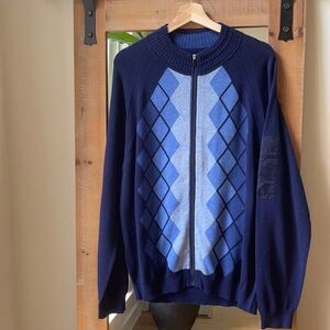 Tommy Bahama Limited Edition Blue Argyle Sweater Size L